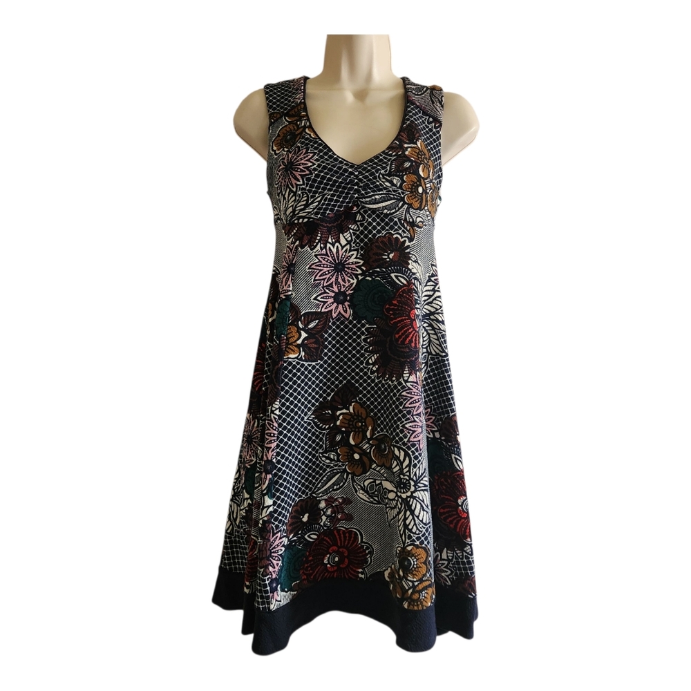 Anthropologie Maeve Fairchild Flared Dress Fit & Flare Floral Stretch XS